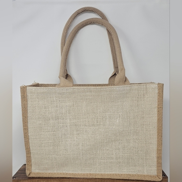 Parenting It Takes A Village And A Vineyard Jute Burlap Tote Bag Wine Holder - Picture 2 of 12